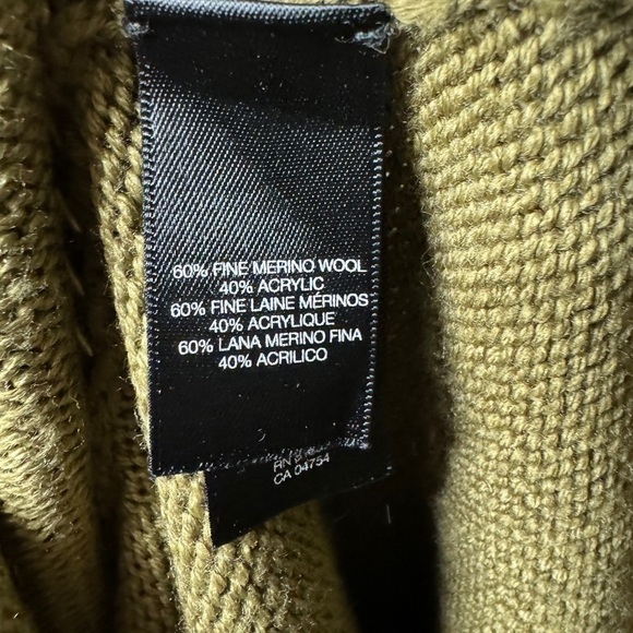 Kenneth Cole Olive Green Bronze Metallic Merino Wool Blend Knit Chain Sweater S - Picture 13 of 13